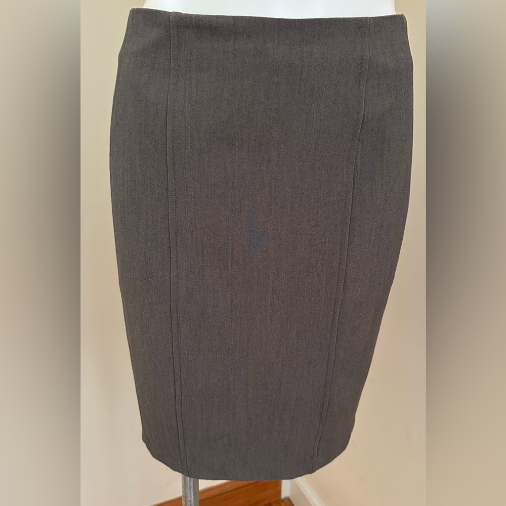 EXPRESS Brown/Gray Pencil Midi Skirt Pleated In Front & Back Zipper In Back Sz 8